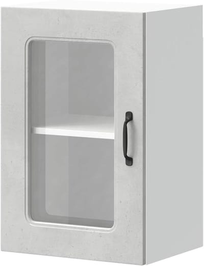 Keukenkast met deur - Wandkast bovenkast - Ruimtebesparend opbergen - Glazen deur overzicht - 40 x 60 cm - Betongrijs