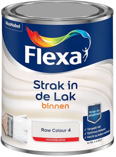 Flexa - Strak In De Lak Binnenlak Hoogglans - Raw Colour 4 - Mengverf - 750 Ml