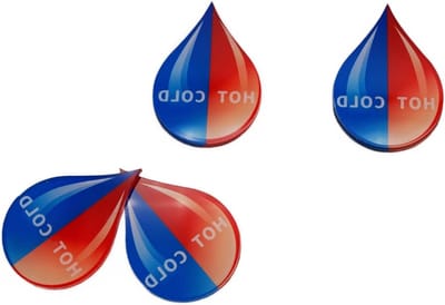 Zelfklevende Acryl Labels voor Koud en Warm Water - Set van 1 Paar in Blauw/Rood voor Duidelijke Identificatie