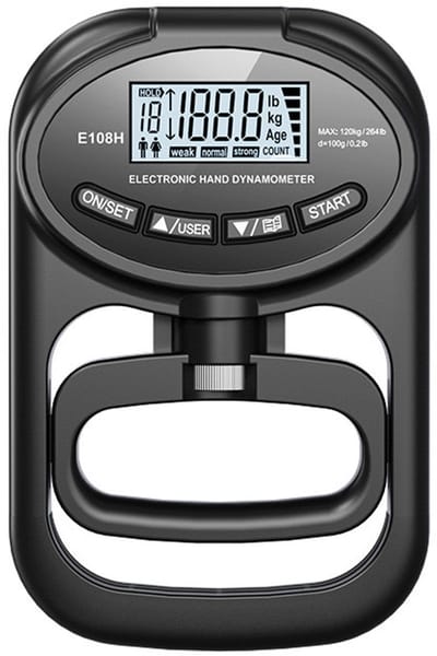 Digitale handkracht meter - Handdynamometer zwart, elektronisch, met USB oplaadkabel