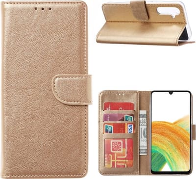 Portemonnee Book Case Hoesje Geschikt voor: Samsung Galaxy A04E - Goud