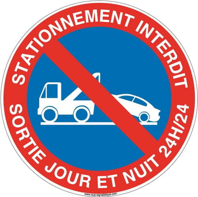 Verkeersbord Parkeerplaats Dag & Nacht 24 Uur - Ø 230 mm PVC