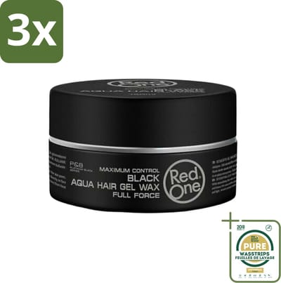 3 x Red One - Haarwax - Black - Aqua Hair Gel Wax - Voor Krachtige Fixatie & Glans - 150 ml - Grootverpakking - Haarwax - Haargel - Haargel Wax - Krachtige Fixatie - Glans