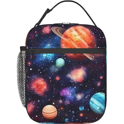 Zonnestelsel Ruimte Planeten Universum Geïsoleerde Lunchtas voor Vrouwen Kinderen Lekvrije Voedseldozen Thermische Lunchbox Tote One Size