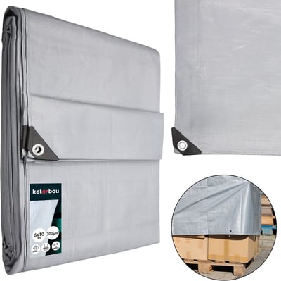 KOTARBAU® Afdekzeil - Polyethyleen - 6 x 10 m - Zilver - 160 g/m² - Waterdicht - Zeil Afdekking - Beschermzeil voor Meubels - Afdekzeil uv-bestendig