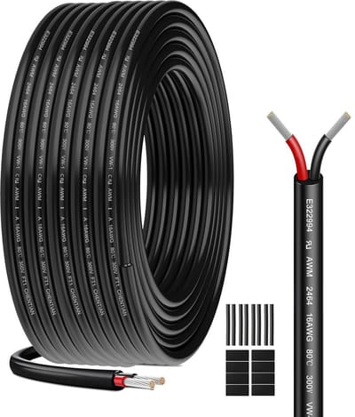 20 Meter 2-aderige Elektrische Draad 1,3mm² - 16AWG Soepele Verlengkabel voor Auto en Buitenverlichting