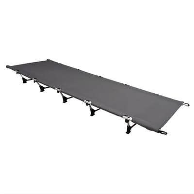 Ultralicht Opvouwbaar Camping Bed – Draagbaar Veldbed met Oxford Doek en Aluminium Frame – Draagvermogen 150 kg – 190 x 65 x 15 cm – Grijs