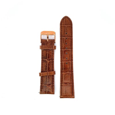 Max Watch 5-MX002 Leren Horlogeband 20mm - 20cm Totaallengte - Gesp - Rosegoudkleurig - Bruin