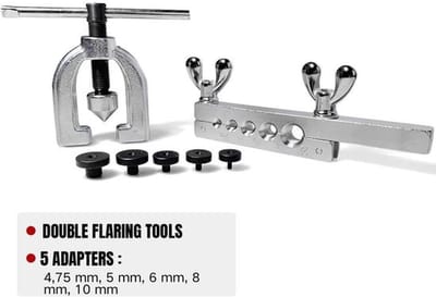 Flare Gereedschapset - Opvouwbaar Gereedschap - 45# Staal - Voor Remleidingen - Inclusief Opbergtas - Diverse Maten 4,75/5/6/8/10 mm - Buisflens
