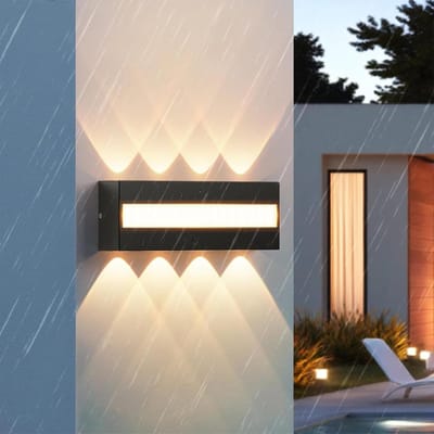 Led Buitenlamp - Moderne Wandlamp - Terras Verlichting - Dubbelzijdige Lichtbundel - 22x8x5 cm - Mat Zwart