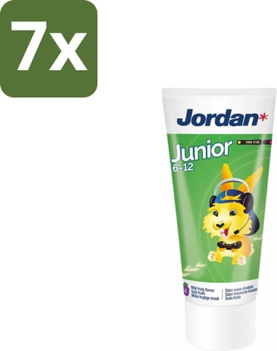 7 x Jordan - Junior - Tandpasta - 6-12 jaar - 50 ml - Tandpasta Voor Kinderen - Tandpasta 6-12 Jaar - Fluoride 1450 Ppm - Wisselgebit Bescherming - Gaatjesvoorkomend