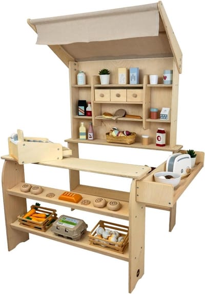 Houten Speelgoedwinkel voor Kinderen - Marktstand Naturale Look