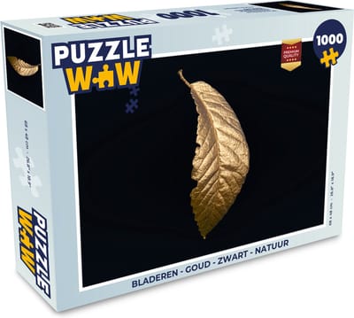 Puzzel Bladeren - Luxe - Goud - Zwart - Natuur - Legpuzzel - Puzzel 1000 stukjes volwassenen