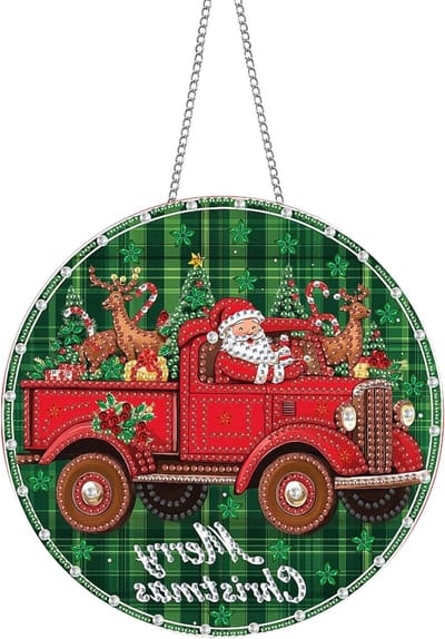 Dubbelzijdige Acryl Bord Set voor Diamant Schilderen - Santa Claus DIY Hanger en Raamdecoratie - Creatieve Wanddecoratie Kits 20x20cm voor Muur en Entree