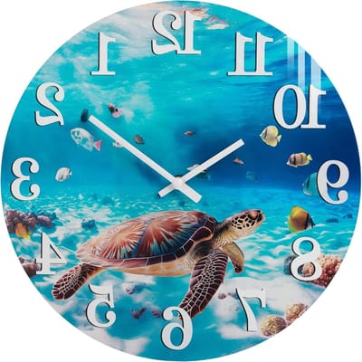 Buitenklok Waterdicht - Wandklok Zee - Tuin Decoratie - Onderzeese Schildpad - 305 cm - Blauw