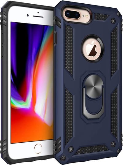 Ring Armor hoesje Geschikt voor iPhone 7 Plus / 8 Plus - Blauw - Draaibare standaard - Magneet - ZT Accessoires