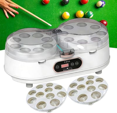 Biljartbal Reiniger - Poolballen Polijster - Ballen Glanzend Houden - Dubbele Motoren Touchscreen - Voor 16 Ballen - Wit