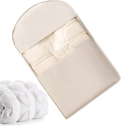 Kledinghoes Compressie - Opbergtas Kleding - Kast Opruimen - Zijopening Stofdicht - 35.43 x 22.83 inch - Khaki