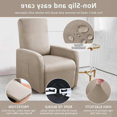 Waterdichte Stoelhoes Stretch voor Complete Relaxstoelen met Zijvakken en Elastische Bescherming - 4-delige Set voor Meubilair Bescherming en Stijl