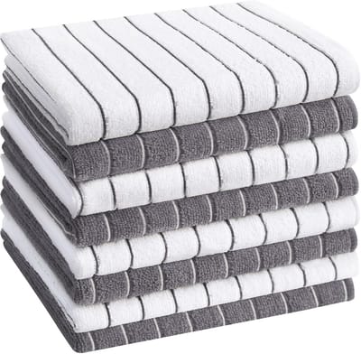 Microfiber Keukenhanddoeken - Super Zacht en Absorberend - 8 Stuks 18 x 26 Inch - Grijs en Wit