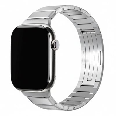 Titanium bandje - geschikt voor Apple Watch 1/2/3/4/5/6/7/8/9/10/11/ SE (1,2,3) met maat 38 mm / 40 mm / 41 mm en 42 mm (Watch 10/11) - luxe schakelband - zilver
