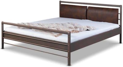 Bed Box Wonen Aurora metalen bed grafietbruin/koper 140x200 cm