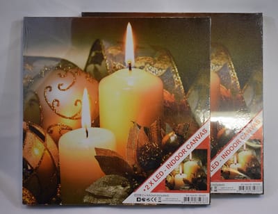 ZoeZo Design - 2 stuks - canvas schilderij - kerst - kerstschilderij - kerstdecoratie - met LED verlichting - Set van 2 stuks - 25 x 25 cm