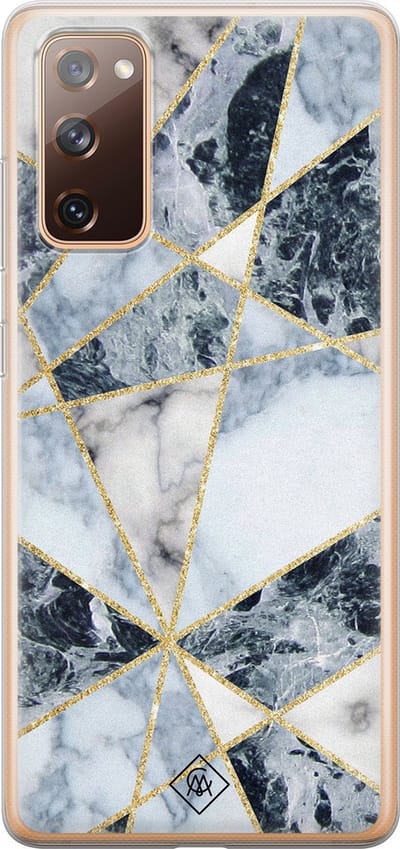Casimoda® hoesje - Geschikt voor Samsung S20 FE - Marmer Blauw - Backcover - Siliconen/TPU - Blauw
