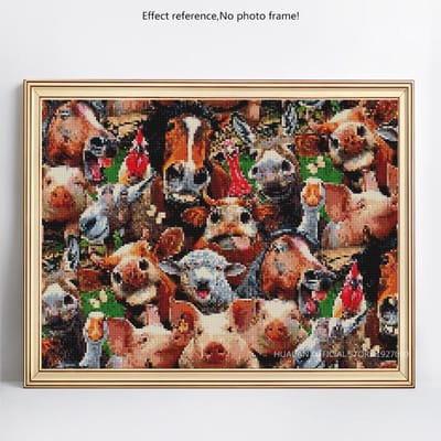Image Mosaïque Strass 5D Peinture Diamant DIY Animaux Foret Rond Complet Broderie Diamant 20X30CM black