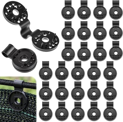 30 Stuks Zwarte Ronde Plastic Klemmen | Herbruikbare Stevige Klemmen | Bevestigingsclips Voor Zonnedoek Vogelscherm En Tuinnetten | Waterbestendig | Universeel Voor Tuin Zonwering En Beschermnetten | Eenvoudig Te Bevestigen| Cyslmuk®