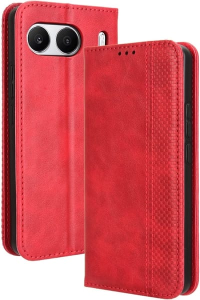 Coverup Hoesje - Geschikt voor OnePlus Nord 4 Hoesje - Coverup Vintage Style Book Case - Rood