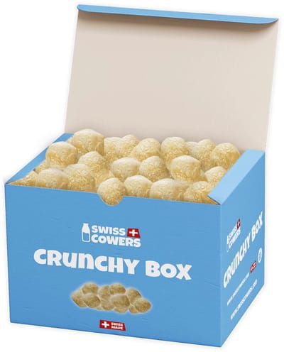 SwissCowers Cheese Crunchies Crunchy Box® - 480 gram - Hondensnacks - Kaas Snack - Hypoallergeen - Lactosevrij - Glutenvrij - Met Probiotica - Kaas Crunchies