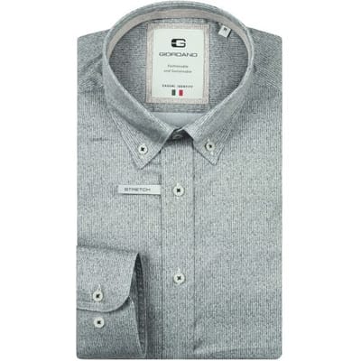 Giordano Overhemd Loretto Satin Stretch Micro Herringbone Donker Groen / male
