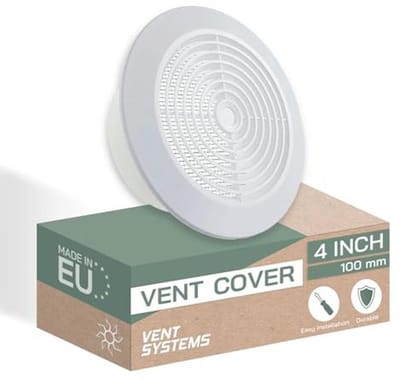 Plafondrooster 100 mm - wit - demonteerbaar ventilatierooster voor badkamer en thuiskantoor - ronde grillafdekking
