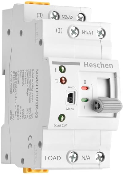 Dailygoody - Automatische overbrengingsschakelaar - 63 A - Ononderbroken stroomvoorziening - 2-polig - Stroomregeling - Geschikt voor DIN-railmontage .