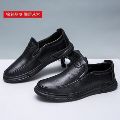 Herenschoenen van leer Nieuwe stijl Zakelijk Mode Casual Heren Werkschoenen Zachte zool Zacht bovenwerk Matzwarte schoenen Schoenen van straatkraampjes 44 black