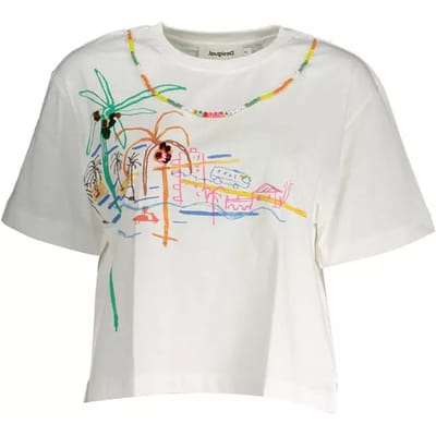 Strandprint T-shirt Korte Mouwen Ronde Hals