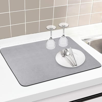 Absorberende Droogmat voor Afwas, 40 x 50 cm, Grijs, Antislip, Ideaal voor Aanrecht en Koffiezetapparaat