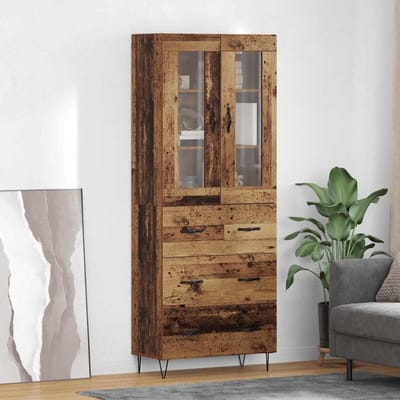 vidaXL - Highboard - Oud - Hout - 69,5 - x - 34 - x - 90 - cm - Bewerkt - hout