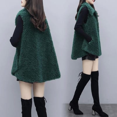 Gilet en fourrure d'agneau pour femme, veste courte à épaules dénudées, à la mode, pour l'hiver 3XL