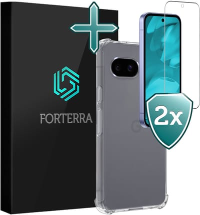 Hoesje Met Screenprotector - 2 stuks - Geschikt voor Google Pixel 9a - Sterk & Shockproof - Back Cover - Siliconen Case - Telefoon Hoes - Shock Proof - Transparant