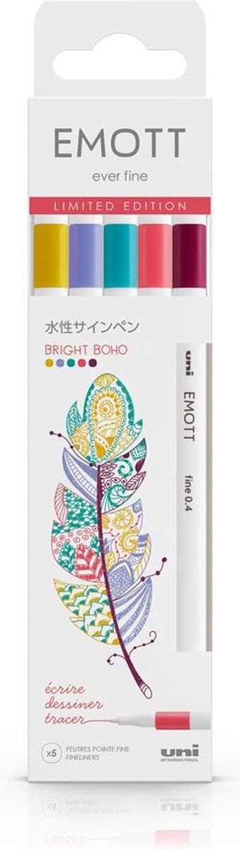 Uni-ball Uni Emott Fineliner Set 5 stuks Bright Boho