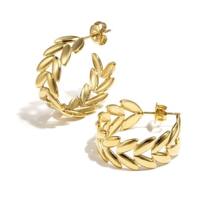 Yehwang - Gouden Oorbellen Met Blaadjes - Goud Oorbel - Stainless Steel Sieraad - Sieraden - Cadeau - Cadeautip - Kerst - Feestdagen