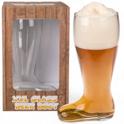 Dailygoods- Bierglas XXL 2 Liter - Jumbo Bierpul - Hoogte 32,5 cm - Perfect voor Vaderdag - Iconische Drinkbeker - Massief Glas