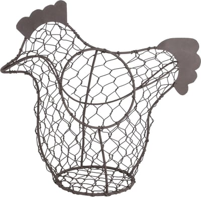 Dekoratief | Rastermand kip, zwart, metaal, 29x12x26cm | A220925