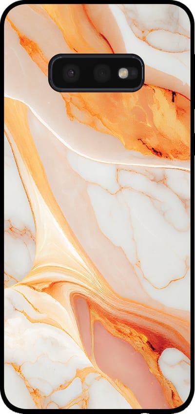 Smartphonica Telefoonhoesje voor Samsung Galaxy S10E met marmer opdruk - TPU backcover case marble design - Oranje geschikt voor Samsung Galaxy S10E