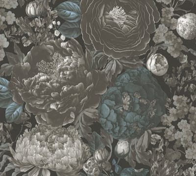WEELDERIGE BLOEMEN BEHANG | Vintage - Zwart Grijs Blauw - Living Walls Michalsky 5