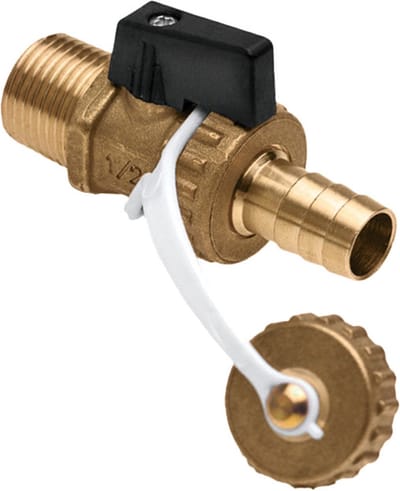 Bonfix Messing Kogelvul- en aftapkraan met zwarte knop buitendraad 1/2inch