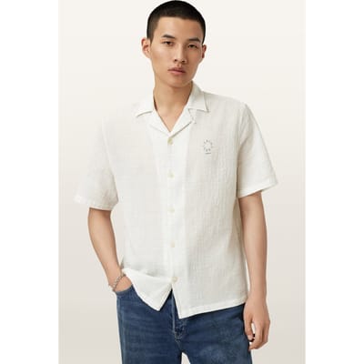 AllSaints Admon Ss Shirt Jetstream White Taglia: XS | Camicie Casual Outlet | Uomo | Bianco