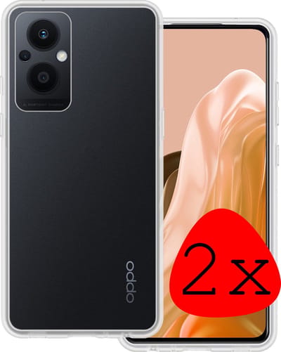 Hoesje 2 Stuks - Geschikt voor OPPO Reno 8 Lite - Sterk & Shockproof - Case Siliconen - Back Cover - Telefoon Hoes - Transparant